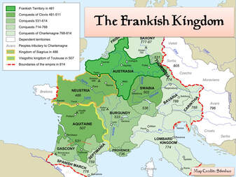 Map of the Frankish Kingdom from Clovis to Charlemagne