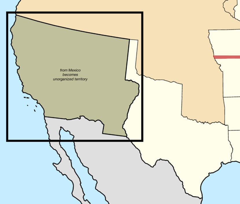 Map of Texas and the Mexican Cession Before the Compromise of 1850