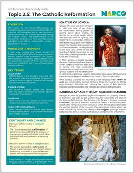 Catholic Counter Reformation Study Guide AP Euro